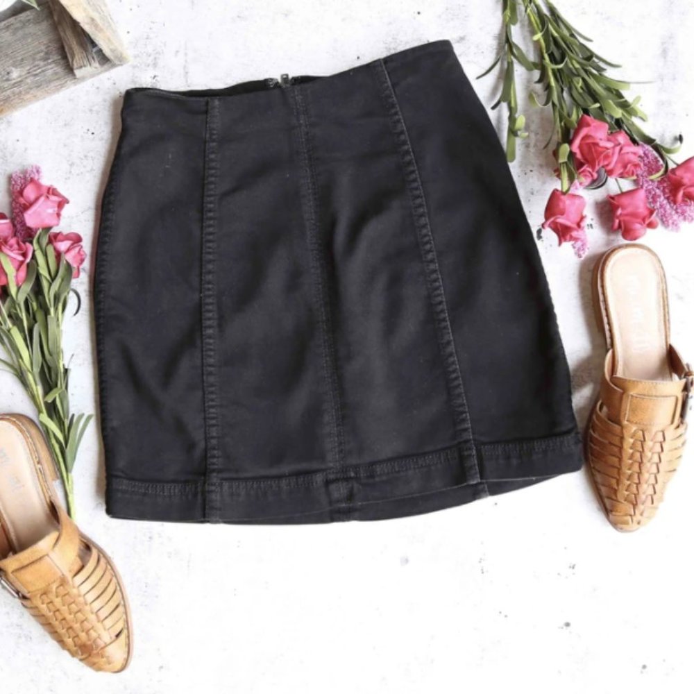 Free People - Modern Black Mini Denim Skirt Size 4